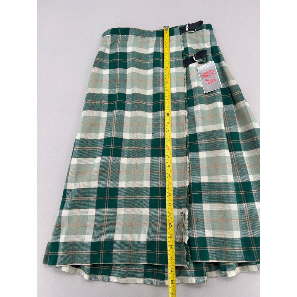 Borderglen Green Plaid Wool Blend Kilt Skirt Made in UK Buckle Wrap Midi NWT - Picture 5 of 14